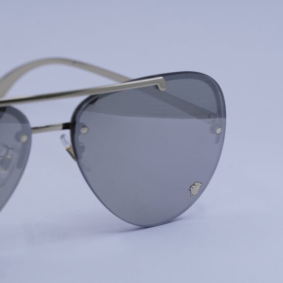 Versace VE2231 12526G Sunglasses Pale Gold Aviator Frame, Grey Lenses - Picture 5 of 11